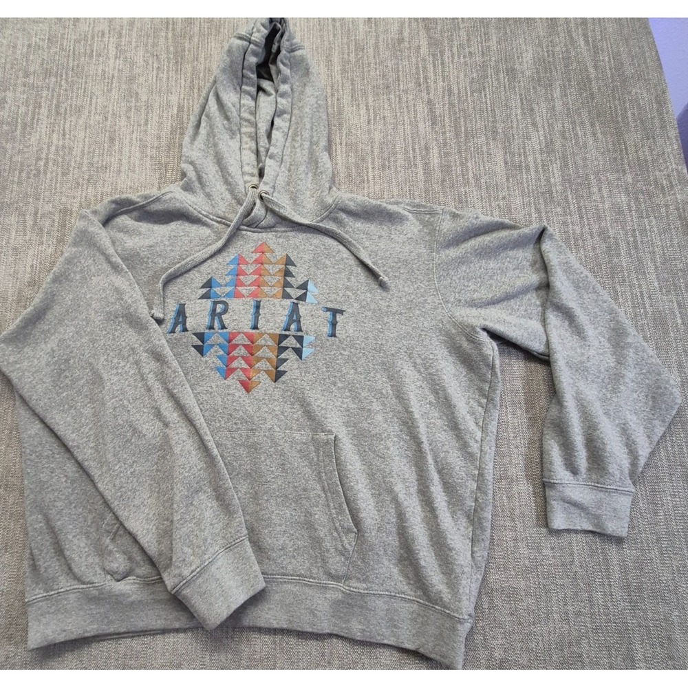 Ariat REAL Beartooth Hoodie women's M Gray Aztec Wester pullover 10041632